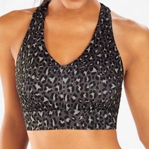 Fabletics Mila Midi Spirts Bra Charcoal Leopard